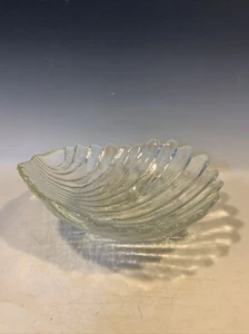 Blenko? Large Clear Glass Shell Form Footed Center Bowl - Picture 1 of 12