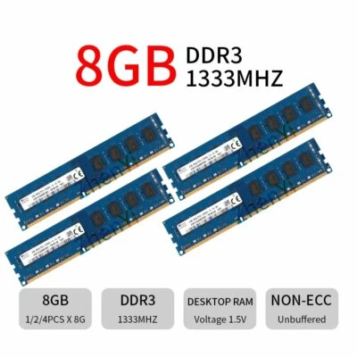 SKHynix 32GB 16GB 8GB DDR3 PC3-10600U 1333MHz 2Rx8 240Pin DIMM Memory RAM LOT BT - Image 1 of 4