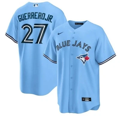 Jersey Vladimir Guerrero Jr. azul polvo, azul oscuro, blanco, City Connect Foto 1 de 2