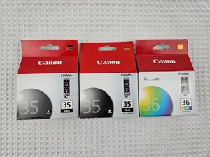 Cartuchos de tinta originales Canon PIXMA 35 negros (2) y 36 colores (1) (PGI-35/CLI-36) - Imagen 1 de 1