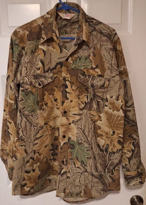 Vintage Red Head Button Up LS Shirt Mens Sz L Camo Advantage Hunting Made in USA - Image 1 of 4