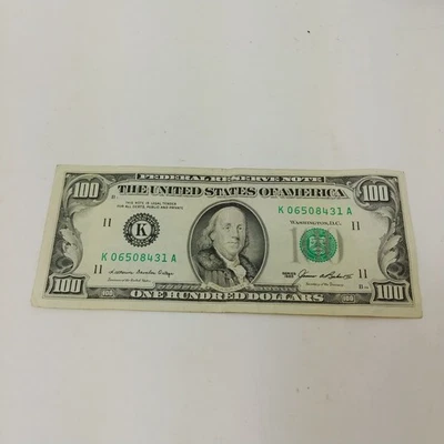 Lightly Circulated Small Face $100 bill (One Hundred Dollar Bill) Series 1985 K - Image 1 of 4