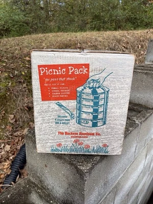 NIB Buckeye Aluminum Co Picnic Pack Camping Utility Pans Skillet New Sealed - Image 1 of 4