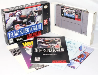 Tecmo Super Bowl III SNES Complete CIB GREAT Condition w/ RARE Poster & QR Card! - Image 1 of 4