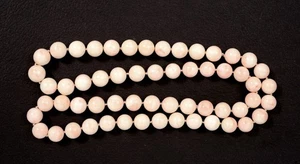 14MM  Natural Angel Skin Coral Carved Carving Bead Necklace 34.6" - Picture 1 of 7