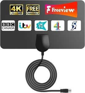 2025 Upgrade Indoor TV-Antenne, 260+ Meilen Reichweite – unterstützt 4K/1080p HD, VHF/UHF - Bild 1 von 8