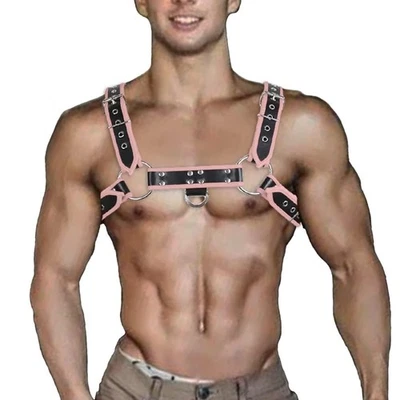 Arnés de cuero PU punk para hombre arnés de cuero ajustable cuerpo pecho medio ha... Foto 1 de 4