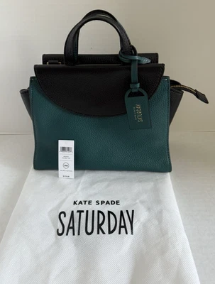 Kate Spade Saturday Negro Verde azulado Dos Tonos Mini Cartera Cuero Bolso Cartera Bolso Foto 1 de 4