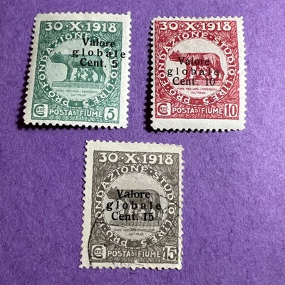 Fiume 1919 - MH/Used Scott 73-75. The 5c & 10c are MH; the 15c Is Used. - Image 1 of 2