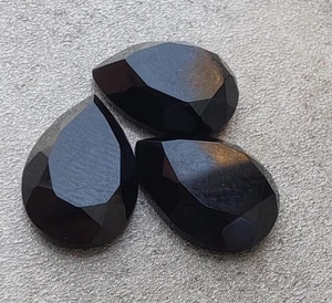 Natural Black Onyx Pear Tablet Cut AAA Quality Loose Gemstone 3x5mm-18x25mm - Picture 1 of 10