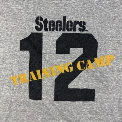 CAMISETA DE COLECCIÓN AÑOS 70 CHAMPION PITTSBURGH STEELERS CAMPO DE ENTRENAMIENTO GRIS BRADSHAW TALLA XL Foto 1 de 4
