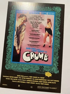 CRUMB, The Movie, Original 4" x 6" Promo Card 1995, Robert Crumb, Fritz The Cat  - Picture 1 of 7
