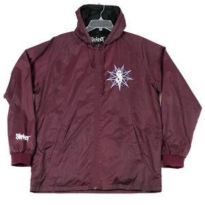 Slipknot 2019 Bravado Jacket Mens L Burgundy Full Zip Lined Hooded Windbreaker - Picture 1 of 9