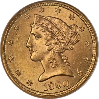1900-P Liberty Gold $5 NGC MS65 Superb Eye Appeal Strong Strike — 第 1/4 张图片