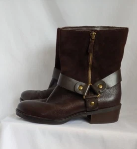 Franco Sarto Brown Leather And Suede Short Boots 7.5 - Picture 1 of 5