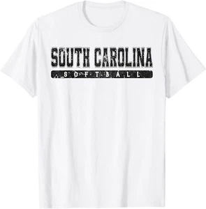 South Carolina Softball Black Vintage Text T-Shirt Hoodie - Picture 1 of 12