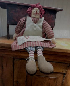 19" Primitive Raggedy MI CORAZÓN PERTENECE a Muñeca ANDY - Imagen 1 de 6