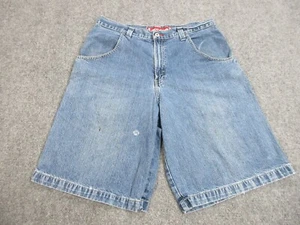 VINTAGE Y2K JNCO Shorts Mens 36 Blue Denim Jorts Crown Baggy Skater Grunge - Picture 1 of 15