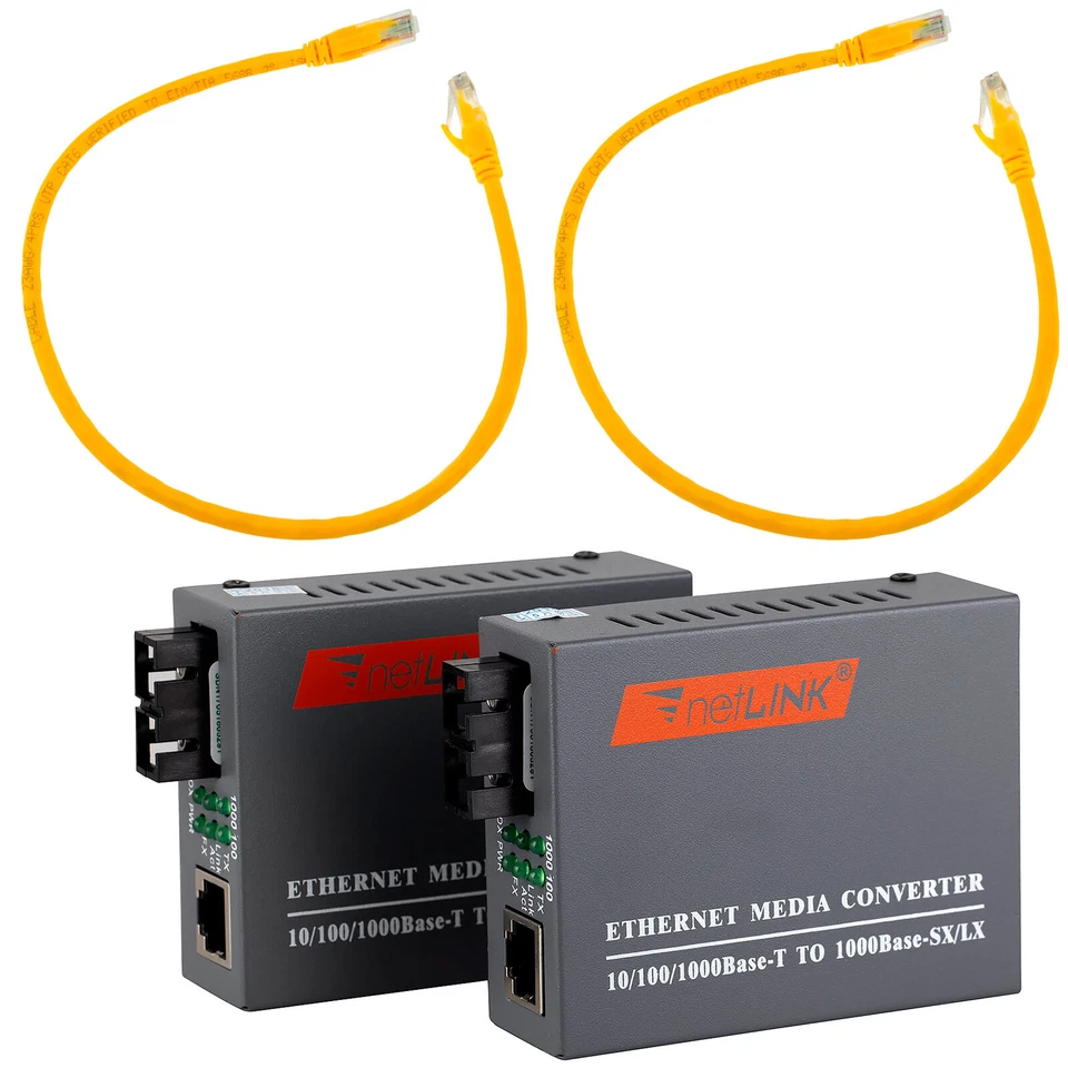 1000Mbps Network Extender RJ45 Gigabit to SC Duplex Fiber Converter Cat6 Cable - Image 1 of 4