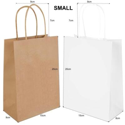 Brown Kraft Paper SOS Food Carrier Bags With Handles - Biodegradable Takeaway & Party Bags