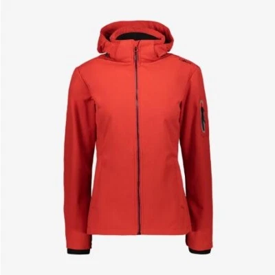CMP F.LLI CAMPAGNOLO CMP Giacca in Softshell con cappuccio staccabile, Donna - 55BE (Rosso Ferrari/N