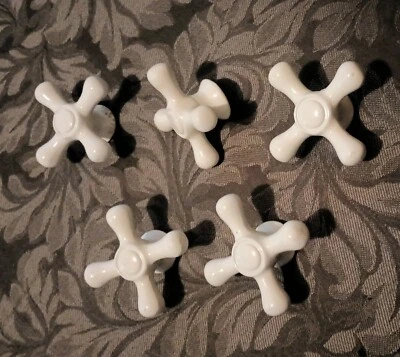 VTG Bathroom  Handles/ Knobs  X Design     Lot Of 5 - Image 1 of 4