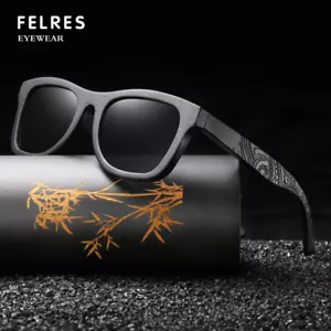 Gafas de sol polarizadas de madera hechas a mano unisex con marco de madera negro gafas para exteriores - Imagen 1 de 22