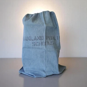 Vintage 70s Oakland Public Schools Large Denim Drawstring Equipment Bag - Picture 1 of 3