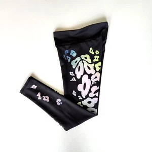 Adidas Girls Athletic Leggings Size L (14) Aeroready Running Black Floral Pants - Picture 1 of 15