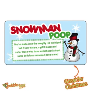 24 SNOWMAN POOP Stickers Labels School Christmas Fund Raising Craft Fairs - Picture 1 of 3