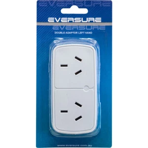 10A Mains Power Twin/Double Adaptor Slim Left Powerpoint Wall Plug Adapter White - Picture 1 of 2
