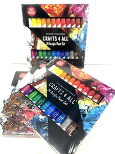 Acrylic Paint Set 24 Premium Colors Kit for Canvas Wood with 3 Quality Brushes - Picture 1 of 4