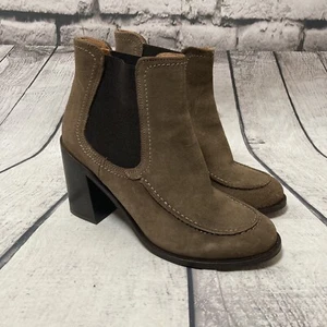 Shellys London Boots Size 39 EU 8 US Ashley Suede Ankle Block Heel Pull On Taupe - Picture 1 of 12
