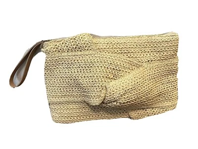 Новый день застежки женщин желтовато-коричневый бежевый молнии застежки Raffia соломы кошелек с ремешком сумочка новый - Изображение 1 из 2