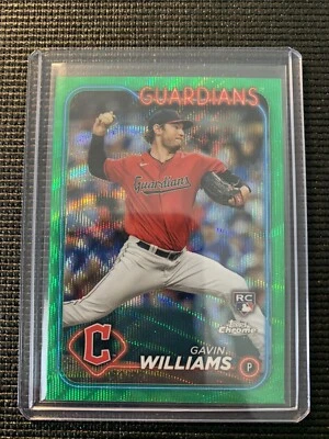 Gavin Williams Guardians Green Wave Rookie 80/99 15 2024 Topps Chrome - Image 1 of 3