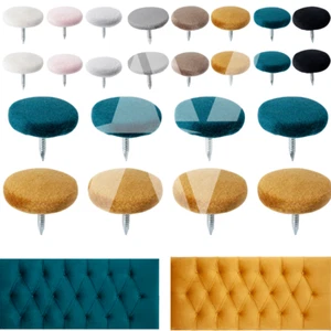 Covered Fabric Buttons Nail Back Plush Upholstery Button Sofa Headboard 30L/18mm - Picture 1 of 35