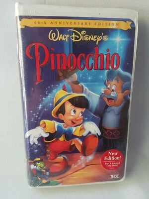 NEW SEALED OOP 60TH ANNIVERSARY PINOCCHIO CLAMSHELL VHS VIDEO TAPE! WALT DISNEY Foto 1 de 4