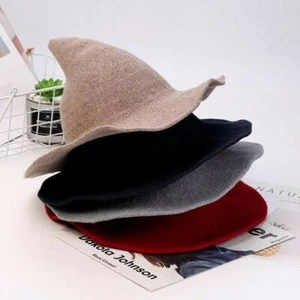 Lindo Sombrero Cubo Bruja Lana Ala Ancha Gorra Pescador Sombrero Tejer Halloween Unisex - Imagen 1 de 18