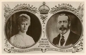 ECHTFOTO KÖNIGLICHE POSTKARTE VON H. M. KING GEORGE V SILBER JUBILÄUM VON BEAGLES - Bild 1 von 2