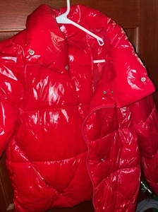 A New Day Coat Women's SMALL RED SHINE Puffer Water Resistant Shiny Trash Bag - Picture 1 of 3