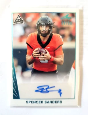 2021 Leaf Memories College Football Spencer Sanders RC Auto Blue #BASS1 13/50 - Image 1 of 4