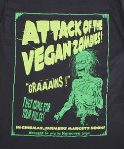 VEGAN ZOMBIE 'GRAAAINS' - LADIES T-SHIRT - HORROR GOTH ROCKABILLY PUNK - Picture 1 of 1