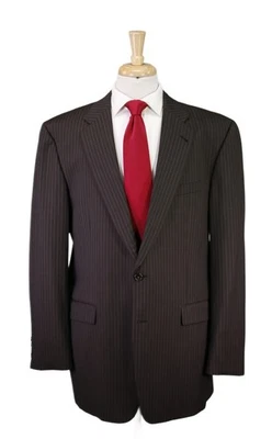 Terno de lã Burberry London listrado marrom 2-Btn Kensington 44L - Imagem 1 de 4