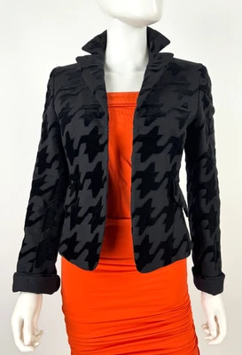 $1.5K Abrigo Chaqueta Blazer Akris Negro Lana Algodón Terciopelo 4 US 40 IT 34 D S Pasarela Foto 1 de 4