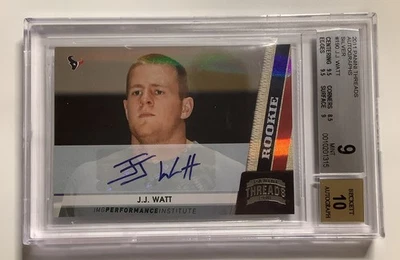 2011 Panini Threads Silver Signatures Auto J.J. Watt 23/299  Texans BGS 9 - Image 1 of 2