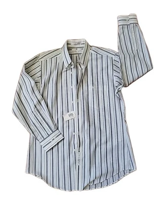 Etienne Aigner Shirt Mens 16 32/33 White Blue Stripe Long Sleeve Button Up New - Image 1 of 4