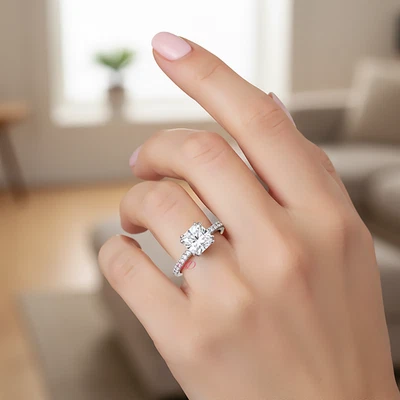 Wedding Platinum Ring Diamond Lab Grown Cushion 1.31 Carat IGI Certified PT950 - Image 1 of 4