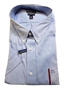 Croft & Barrow Shirt Mens 2XL Blue Classic Fit  18.5/19 Neck Short Sleeve - Picture 1 of 4
