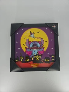 Disney Lilo And Stitch Halloween Lighted Wooden Wall Art Sz 9” x 9” - Picture 1 of 3