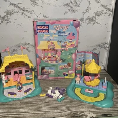 Vintage 1995 Mega Bloks Fantasy Party Playground 9412 Incomplete w/ Box & Manual - Image 1 of 4